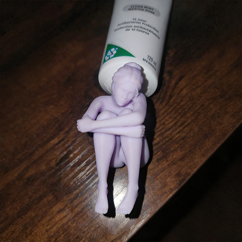 Personalized 3D Printed Toothpaste topper woman pooper fun gift figurine