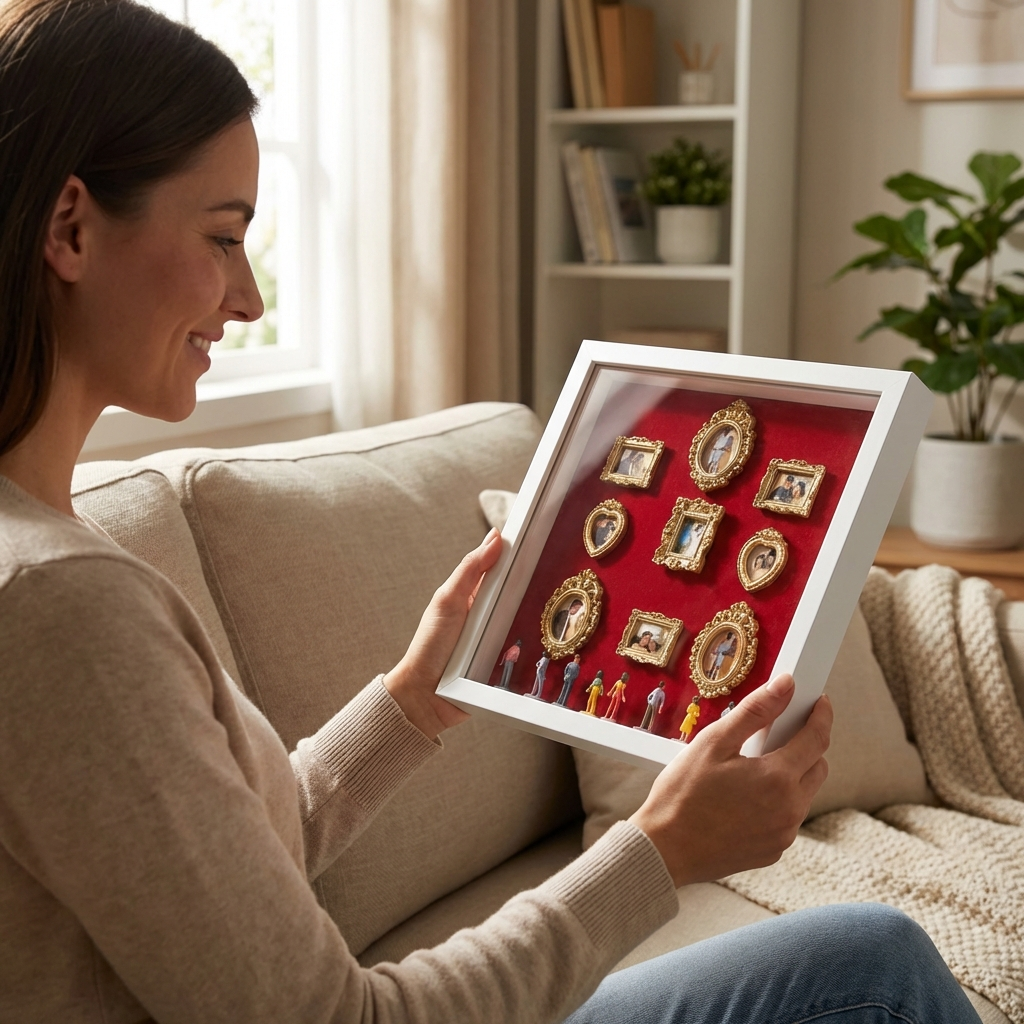 Personalized Mini Museum Silhouette Box with LED Light DIY 11 Photos Museum Frame Box Mother's Day Gifts