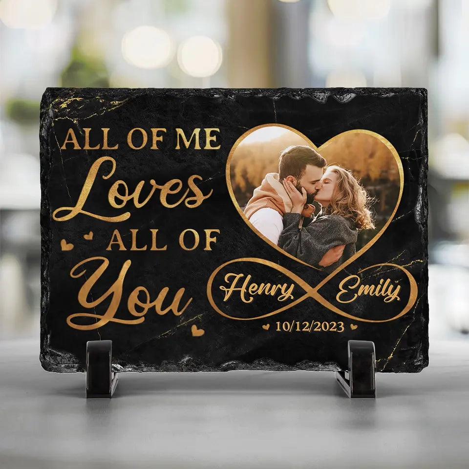 Personalized Couple Photo All of Me Loves All of You Heart Square and Rectangle Shaped Stone with Stand Newlyweds Stone Christmas Valentines Day Gift