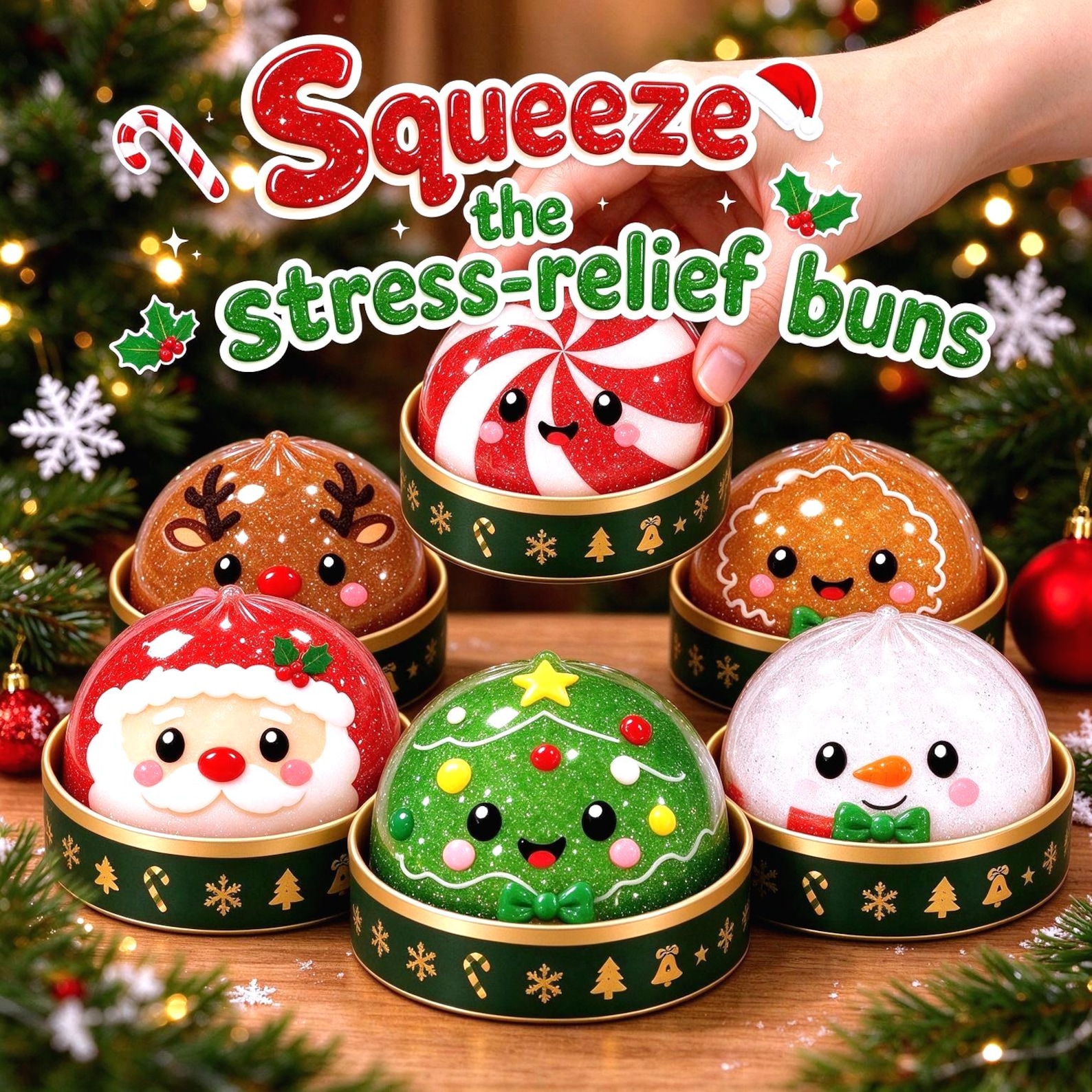 Christmas Dumpling Squishy Toy,Holiday Baozi Fidget Toy,Stress Relief Gift,Stocking Stuffer Gifts