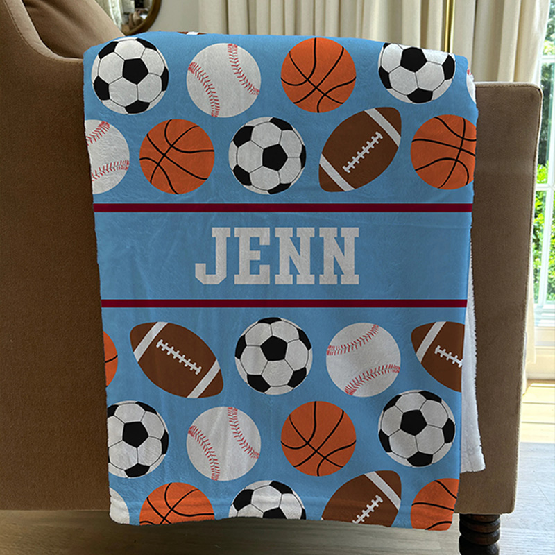Personalized Sport Design Blanket with Custom Name for Sport Lover