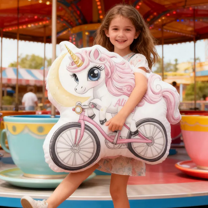 Personalized Pinky Horse Bike Pillow Cozy Graphic 3D Print Bow Pillow Name Pillow Comfortable Travel Cushion for Kids Girls Riding Lovers Sale-megacustom