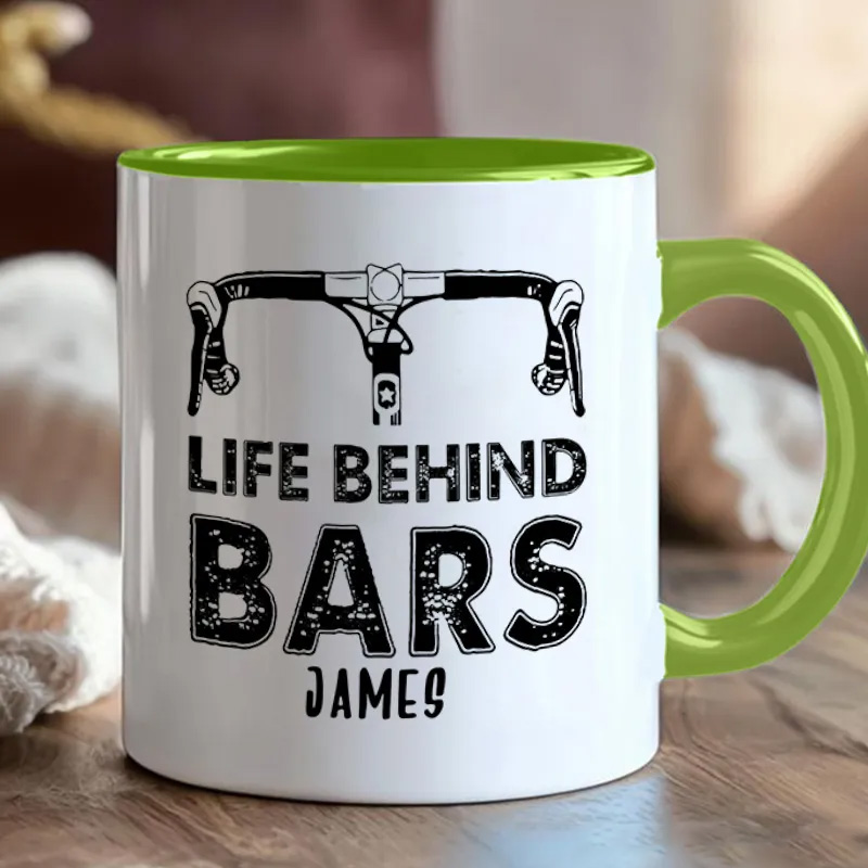 Personalized Life Behind Bars Mug Funny Biker Mugs Biker Gifts Cyclist Mug Women Cyclist Joke Bike Gift For Cyclistsfor Biker Cycling Riding Lovers