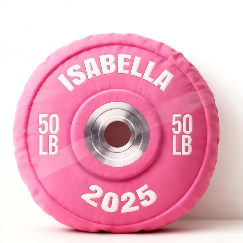 Personalized Weight Lifting Plate Name Pillow Graphic 3D Print Gift Ideas Exercise Themed Christmas Weightlifting Workout Pillow Comfortable Christmas Decor for Gym Lovers