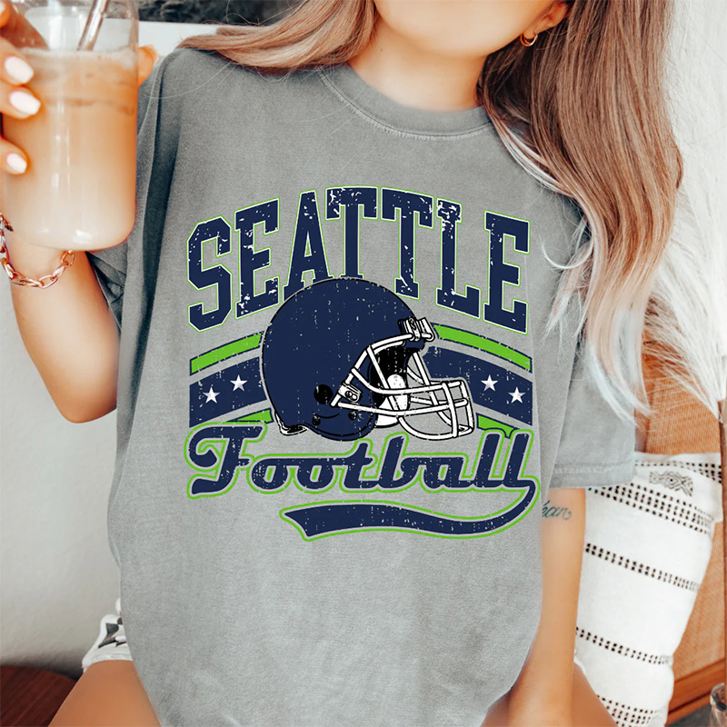 Personalized American Football Team T-Shirt Baseball Mom Shirt With Retro Helmet Design