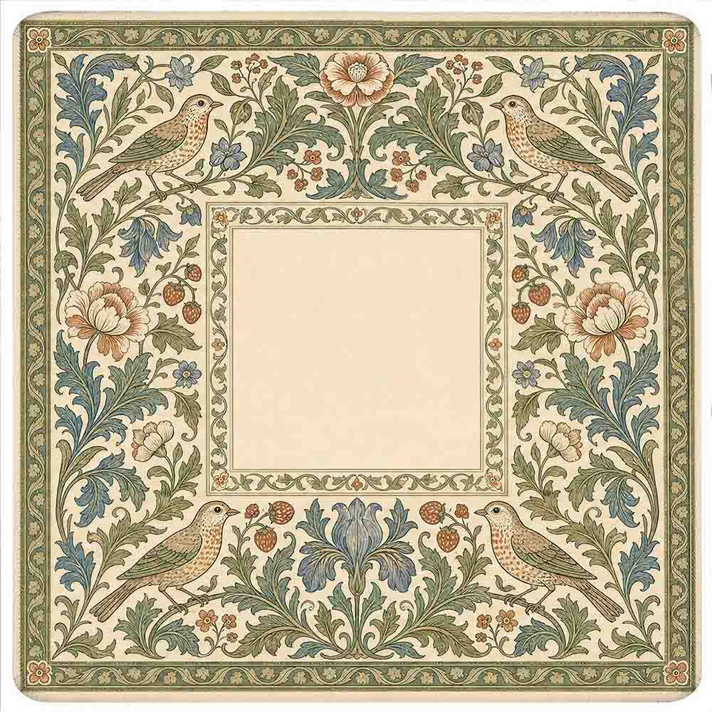 William Morris Inspired Mahjong Mat Arts and Crafts Thrush & Strawberry Game Mat Victorian Botanical Non Slip Mat