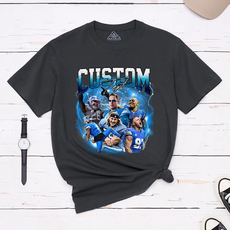Personalized Lightning Themed Athlete Graphic T-Shirt with Custom Photos and Text