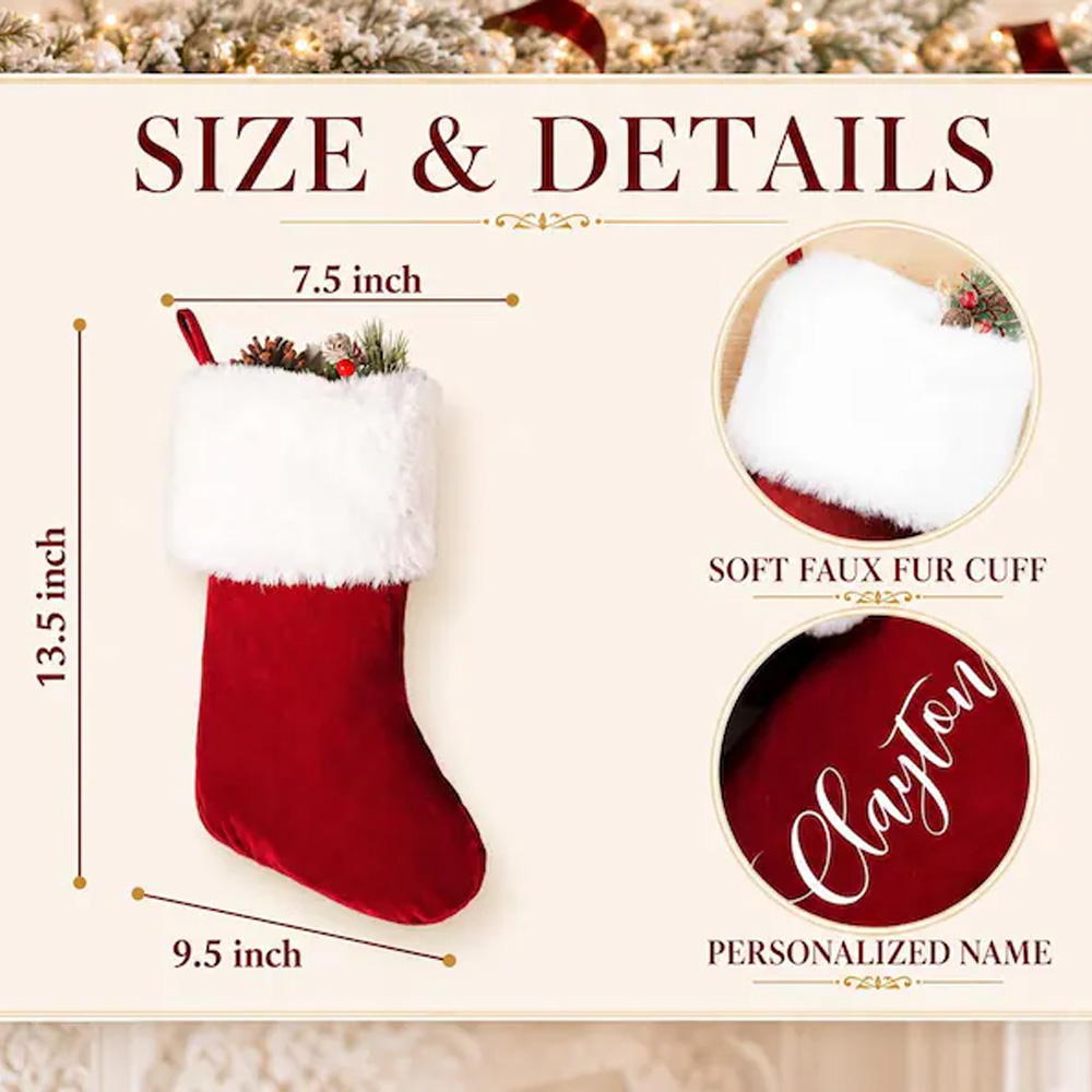Personalized Dog Christmas Stocking Custom Name Pet Christmas Eve Treats Gift For Dog Lovers Holiday Fireplace Mantel Decoration