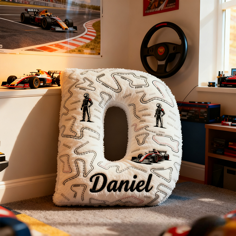 Personalized Race Track Pillow Custom Name 3D Graphic Print Cushion Gift for Racers and Racing Lovers