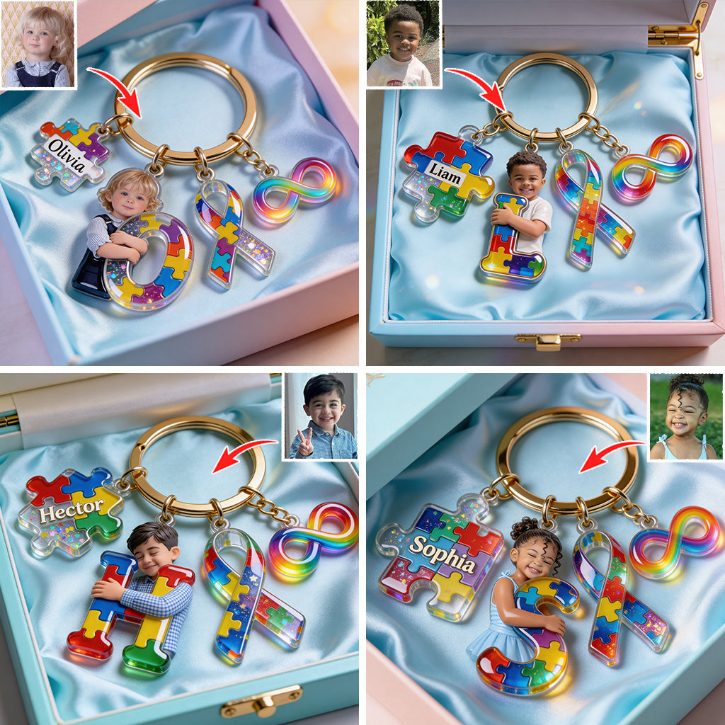 Personalized Autism Letter Custom Autism Awareness Keychain With Charms Positive Gifts