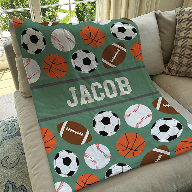 Personalized Sport Design Blanket with Custom Name for Sport Lover