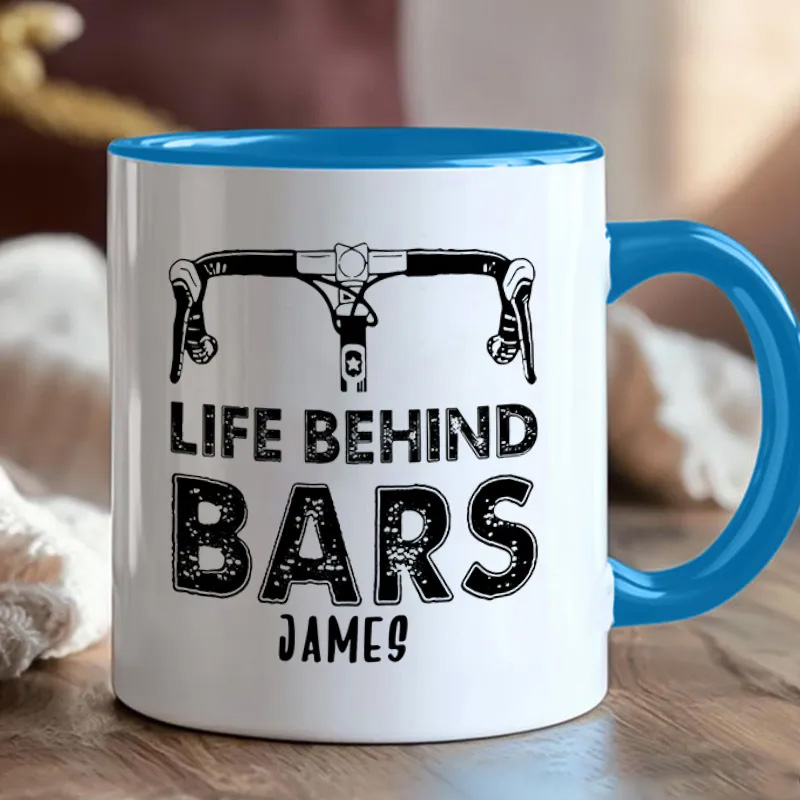 Personalized Life Behind Bars Mug Funny Biker Mugs Biker Gifts Cyclist Mug Women Cyclist Joke Bike Gift For Cyclistsfor Biker Cycling Riding Lovers