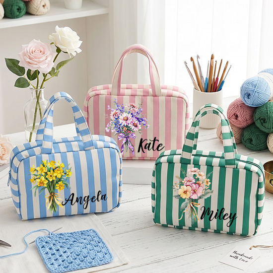 Personalized Name Crochet Tool Storage Bag Custom Expandable Hanging