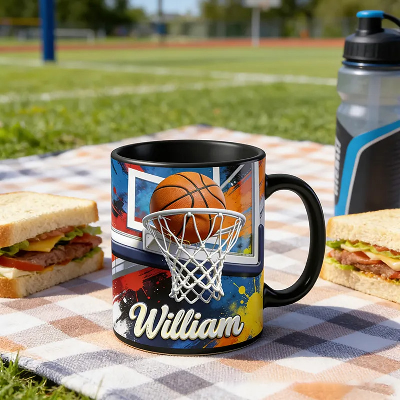 Personalized Basketball Slam Dunk Coffee Mug for Basketball Enthusiasts
