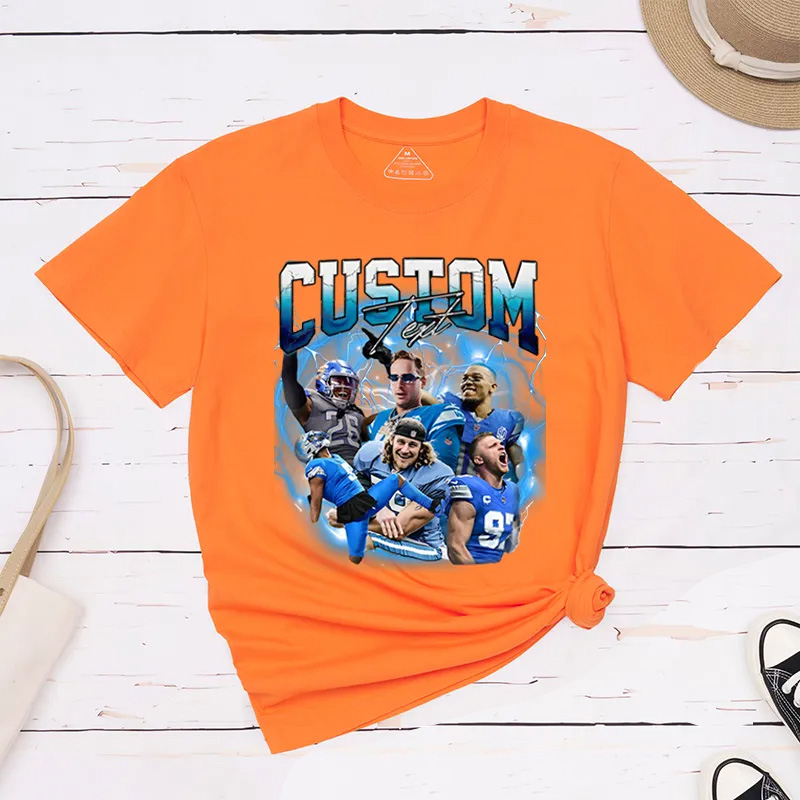 Personalized Lightning Themed Athlete Graphic T-Shirt with Custom Photos and Text