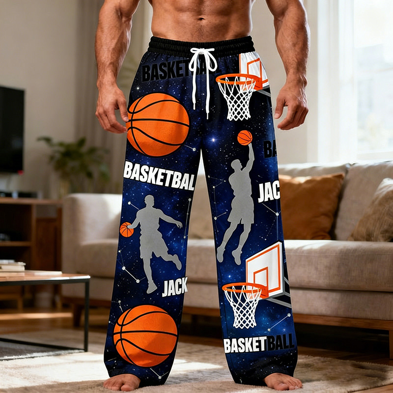 Personalized Basketball Themed Design Lounge Pants with Custom Name for Players and Enthusiasts
