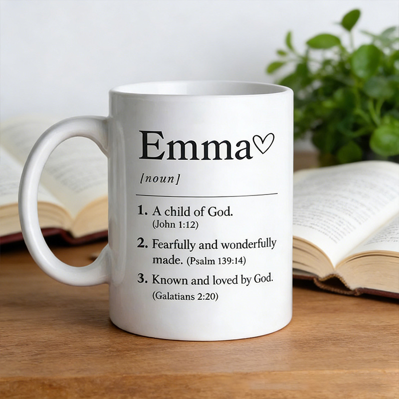 Personalized Name Definition A Child of God 11oz 15oz Ceramic Mug Bible Verses Coffee Cup Christian Drinkware Mug Religious Gift for Women Men