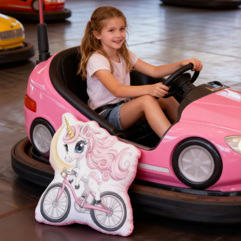 Personalized Pinky Horse Bike Pillow Cozy Graphic 3D Print Bow Pillow Name Pillow Comfortable Travel Cushion for Kids Girls Riding Lovers