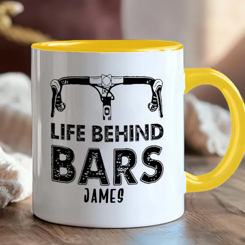 Personalized Life Behind Bars Mug Funny Biker Mugs Biker Gifts Cyclist Mug Women Cyclist Joke Bike Gift For Cyclistsfor Biker Cycling Riding Lovers