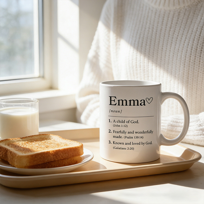 Personalized Name Definition A Child of God 11oz 15oz Ceramic Mug Bible Verses Coffee Cup Christian Drinkware Mug Religious Gift for Women Men