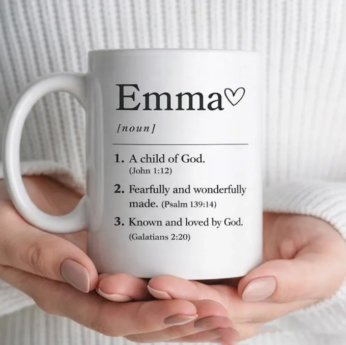 Personalized Name Definition A Child of God 11oz 15oz Ceramic Mug Bible Verses Coffee Cup Christian Drinkware Mug Religious Gift for Women Men
