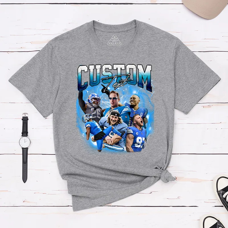Personalized Lightning Themed Athlete Graphic T-Shirt with Custom Photos and Text
