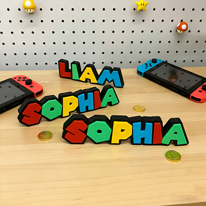 Personalized  3D Printed Name Sign  Custom Retro Gamer Desk Decor  Kids Birthday Gift for Gaming Fans
