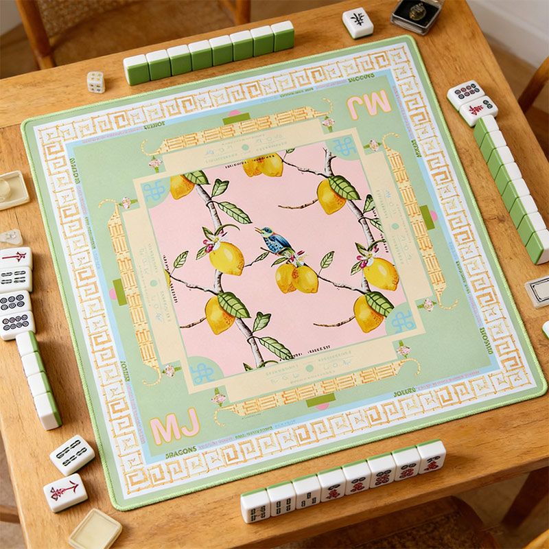 Personalized Lemon Bird Mahjong Mat Custom Initials Mat for Mah jongg Lovers