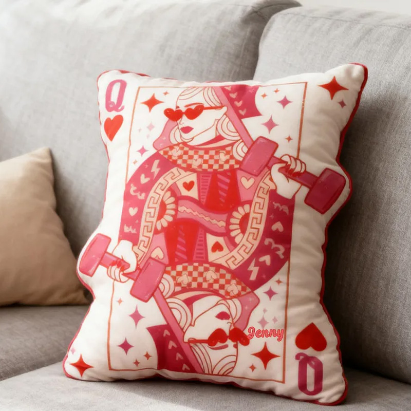 Personalized Graphic 3D Print Pillow Pillow Workout Queen of Hearts Gym Girl Sublimation Design Lift Heavy Shit Gym Rat Weightlifting Pillow for Gym Lovers