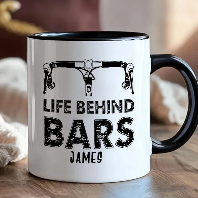 Personalized Life Behind Bars Mug Funny Biker Mugs Biker Gifts Cyclist Mug Women Cyclist Joke Bike Gift For Cyclistsfor Biker Cycling Riding Lovers