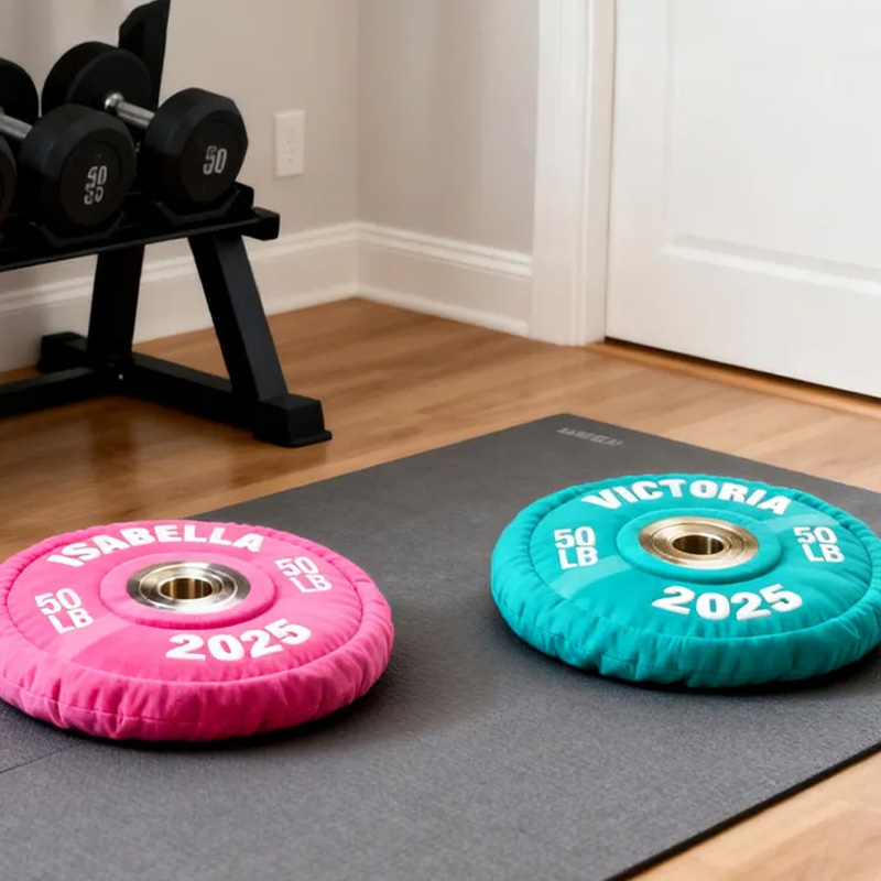 Personalized Weight Lifting Plate Name Pillow Graphic 3D Print Gift Ideas Exercise Themed Christmas Weightlifting Workout Pillow Comfortable Christmas Decor for Gym Lovers