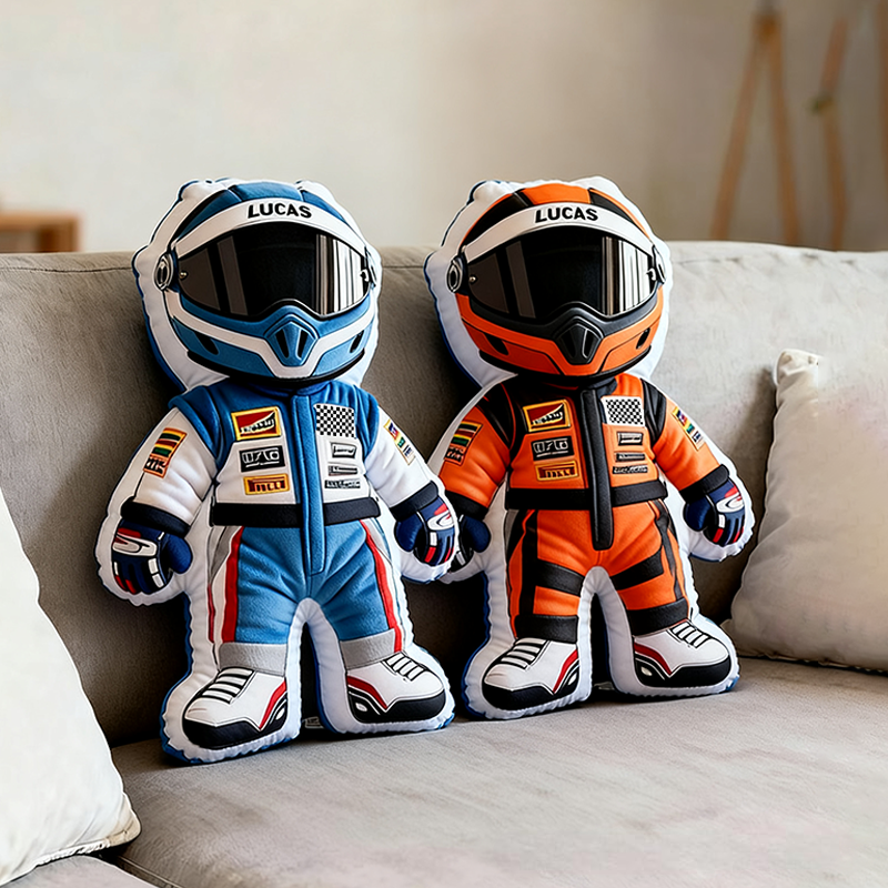 Personalized Racer Throw Pillow Custom Name Graphic 3D Print Design Cushion Gift for Racers and Racing Lovers