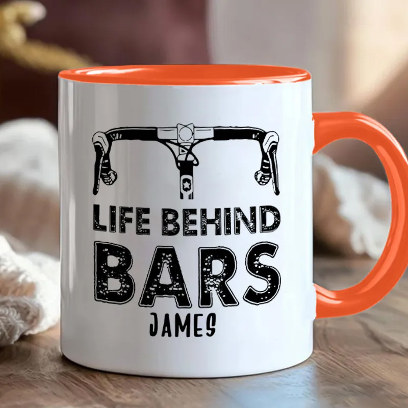 Personalized Life Behind Bars Mug Funny Biker Mugs Biker Gifts Cyclist Mug Women Cyclist Joke Bike Gift For Cyclistsfor Biker Cycling Riding Lovers