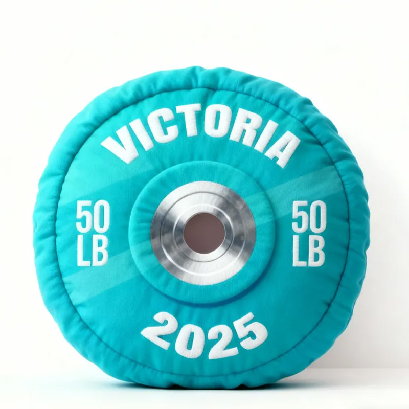 Personalized Weight Lifting Plate Name Pillow Graphic 3D Print Gift Ideas Exercise Themed Christmas Weightlifting Workout Pillow Comfortable Christmas Decor for Gym Lovers