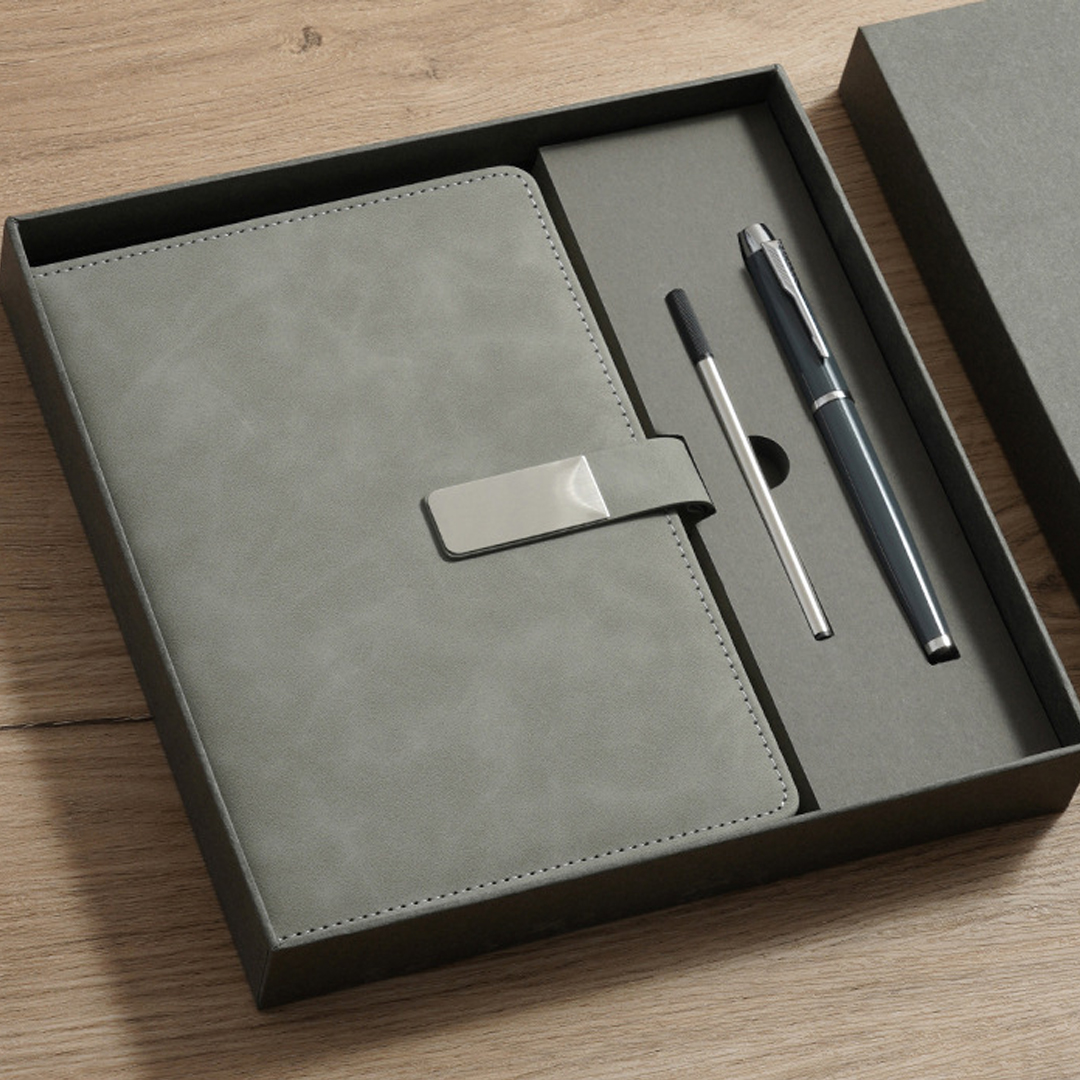 Personalized Birth Flower Notebook & Pen Set Custom Name Leather Journal Gift Birth Month Flower Journal for Women