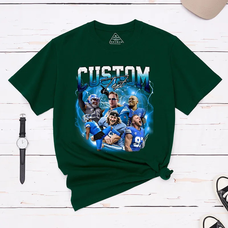 Personalized Lightning Themed Athlete Graphic T-Shirt with Custom Photos and Text