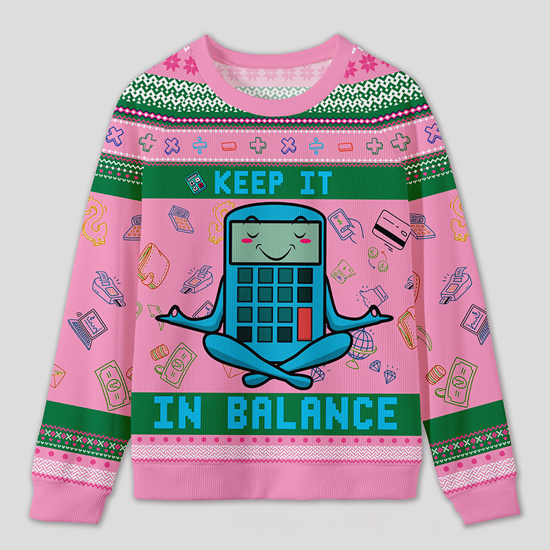 Personalized Funny Finance Yoga Ugly Sweater Office Holiday Party Gift for Accountants