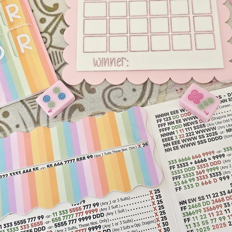 Personalized "The Classic Sorbet Stripe" Mahjong Practice Board Mahjong Scoreboard for Learning and Scoring