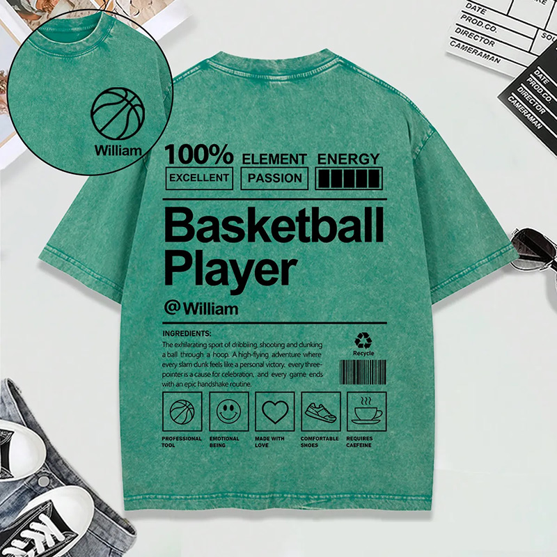 Personalized Sports Washed T-Shirt Custom Name and Unique Design for Soccer Basketball Volleyball and Hockey Lovers