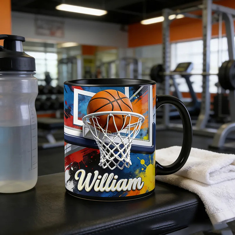 Personalized Basketball Slam Dunk Coffee Mug for Basketball Enthusiasts