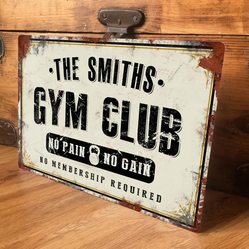 Personalized Home Gym Sign Metal Wall Door Signage Fitness Room Decor Vintage Retro Tin Plaque