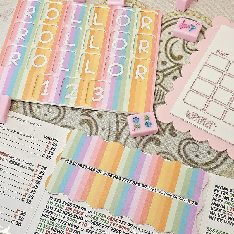 Personalized "The Classic Sorbet Stripe" Mahjong Practice Board Mahjong Scoreboard for Learning and Scoring