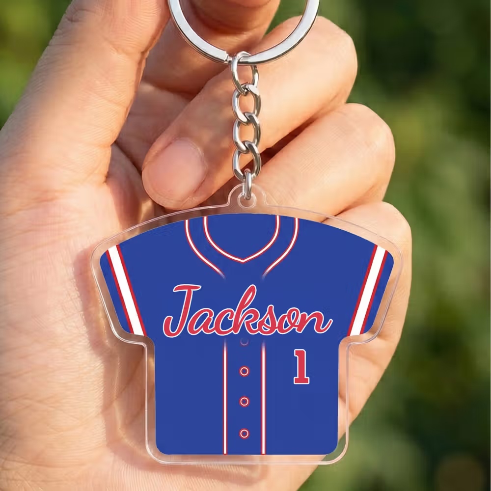 Personalized Soccer Jersey Acrylic Bag Tag Keychain with Name and Number, Everyday Use, Birthday or Team Gift for Soccer Player