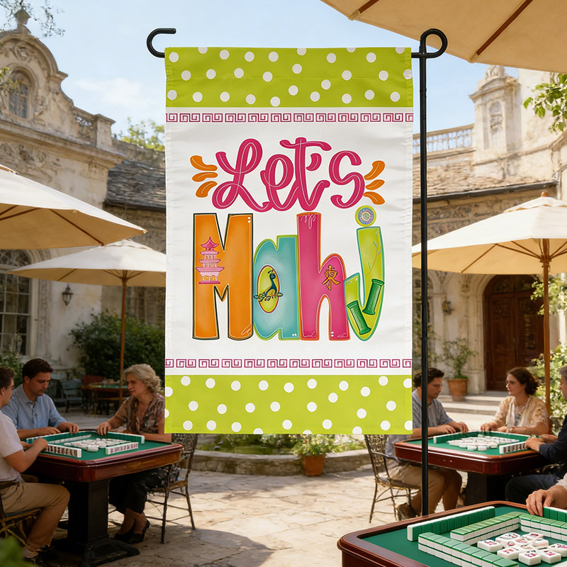 Mahjong-themed Garden Flags Let's MAHJ Garden Decor Mahjong Gifts Party Supplies Gifts for Mahjong Enthusiasts