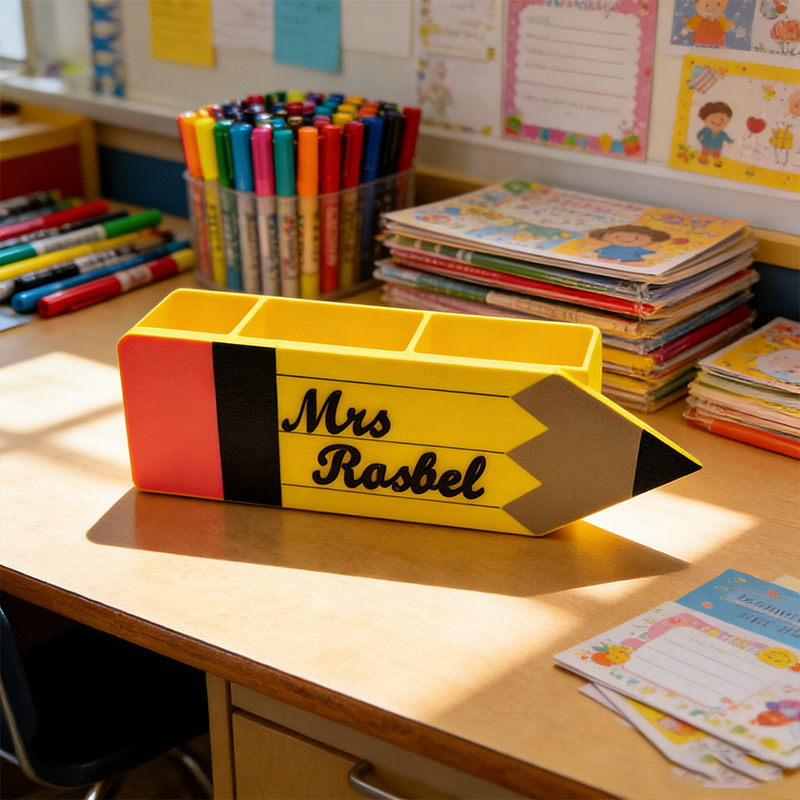 Personalized Pencil Desk Organizer 3D-Printed Pencil Case Teacher's Desk Organizer Gift for Teachers