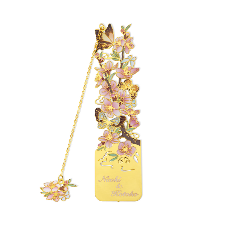 Personalized Birth Flower Butterfly Gold Metal Bookmark with Text and Decorative Chain Daily Use Birthday Gift for Women Book Lovers