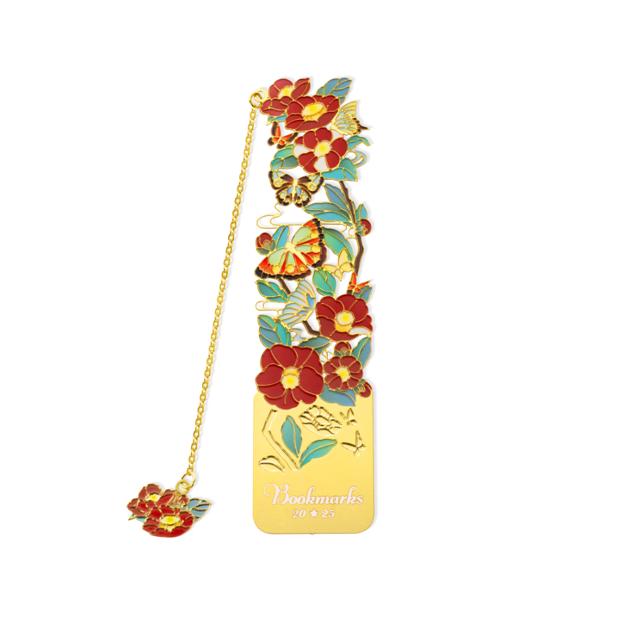 Personalized Birth Flower Butterfly Gold Metal Bookmark with Text and Decorative Chain Daily Use Birthday Gift for Women Book Lovers