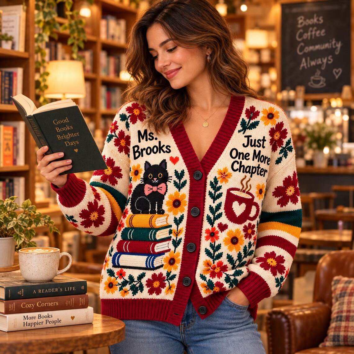 Personalized Halloween Teacher Cardigan Custom Name Ghost Fall Sweater