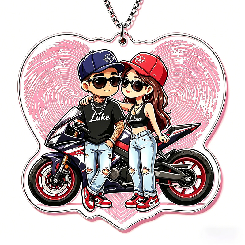 Personalized Hip Hop Cartoon Character Couple Keychain with Name Y2K Couple 