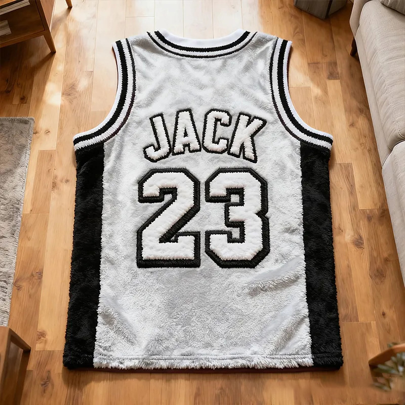 Personalized Basketball Jersey Rug with Custom Name and Number for Fans and Players